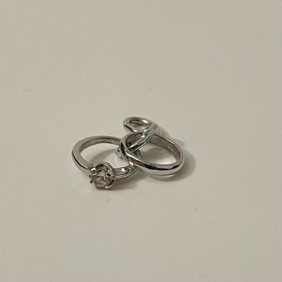 Vintage Sterling Wedding Ring and Band Mini Charm - Picture 6 of 15